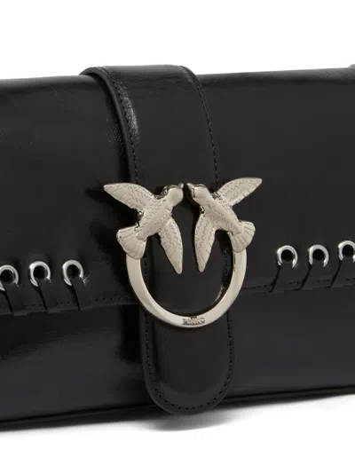 Pinko Soft Love Bag Slouchy Shoulder Bag With Fringes In Black