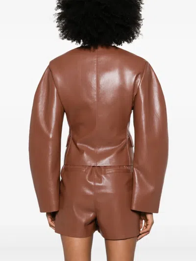 Nanushka Aniela Okobor Alt-leather Shorts In Henna In Brown