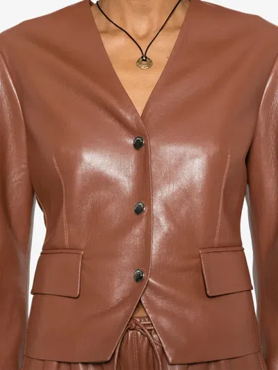 Nanushka Aniela Okobor Alt-leather Shorts In Henna In Brown