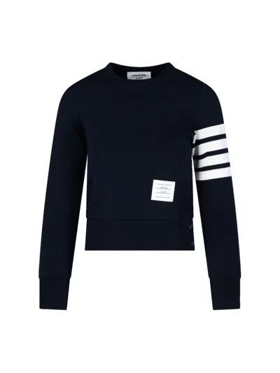 Thom Browne Blue Jersey Sweatshirt With 4bar Detail In Blue