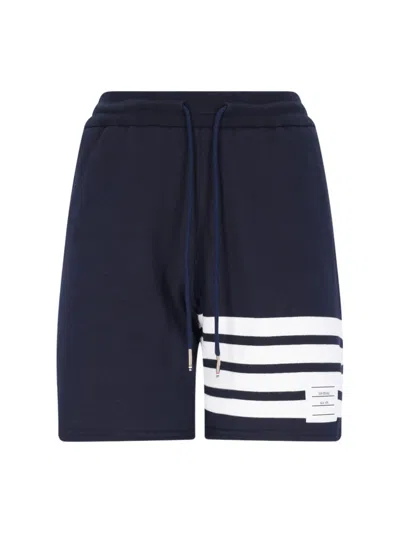 Thom Browne 4-bar Stripe Track Shorts In Blue