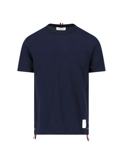 Thom Browne Navy Blue Medium Weight Cotton Jersey T-shirt In Blue