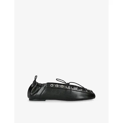 Ganni Lace Up Ballerina | In Black