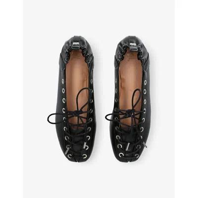 Ganni Lace Up Ballerina | In Black