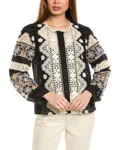 Johnny Was Ronnie Button-down Blouse In Black