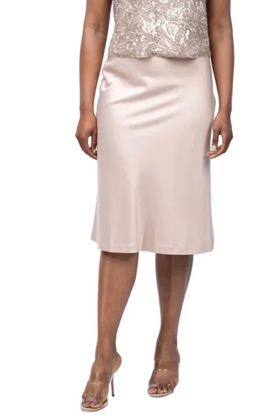 Emily Shalant Matte Satin Midi Skirt In Bisque In Beige
