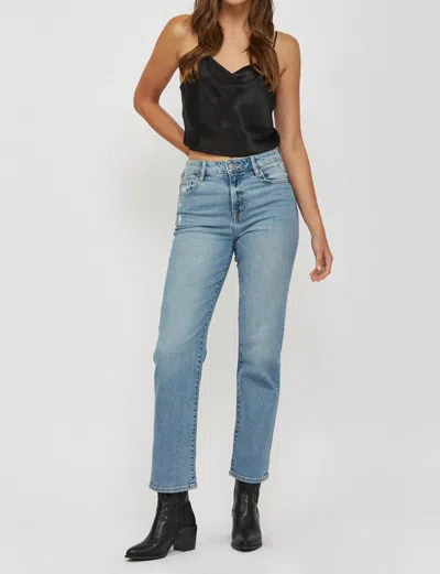 Hidden Mid Rise Flare Cropped Flare With Slit Jeans In Medium Wash In Multi