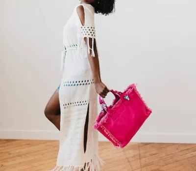 Pretty Simple Canvas Fringe Tote Barbiecore In Fuchsia In Pink
