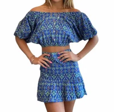 Osamore Open Back Top In Blue In Blue