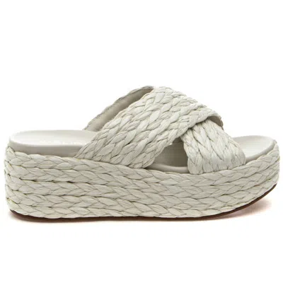 J/slides Women's Quiver Wedge Sandal In Bone Raffia In Multi