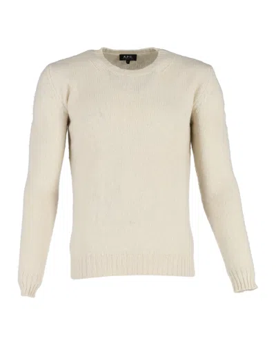 Apc A. P.c. Crewneck Sweater In Cream Wool In White