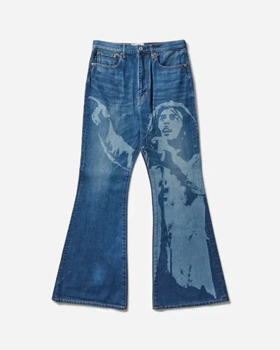 Junya Watanabe Bob Marley Flared Jeans In Blue