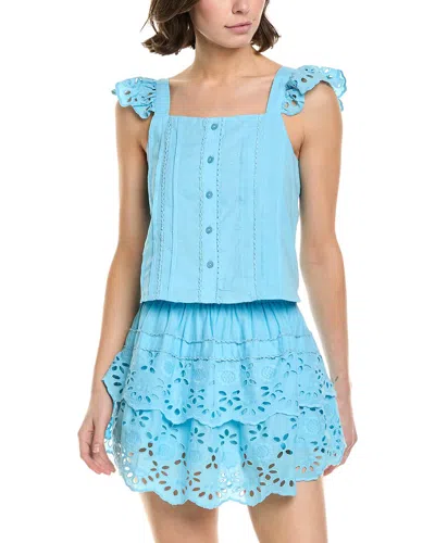 Cake For Dinner Helen Eyelet Top In Blue