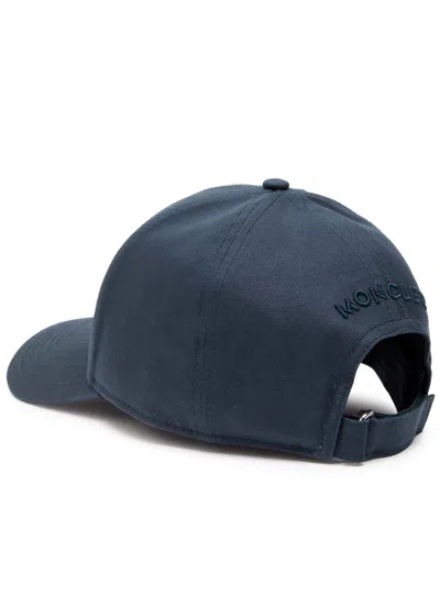 Moncler Men Cotton Gabardine Baseball Cap In Blue