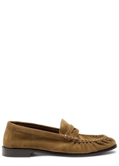 Saint Laurent Men Camel Suede Le Loafer Loafers In Brown