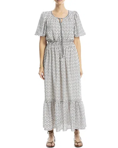 Max Studio Tie Neck Bubble Sleeve Tiered Maxi Dress