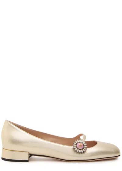 Valentino Garavani Floral Embellished Ballets Metallic Finish In Multicolor