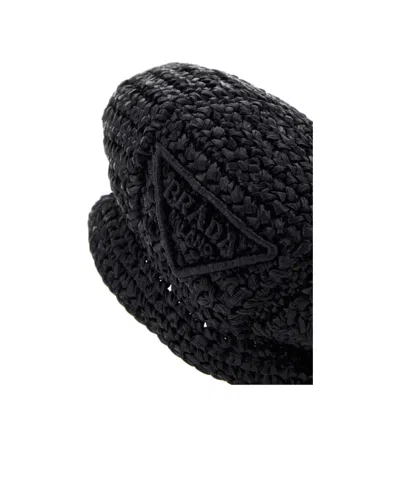 Prada Cappello Woven Viscose Flat Cap In Black