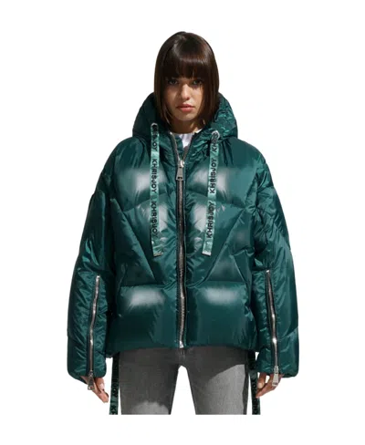 Khrisjoy Khris Iconic Shiny Puffer Jacket In Blue