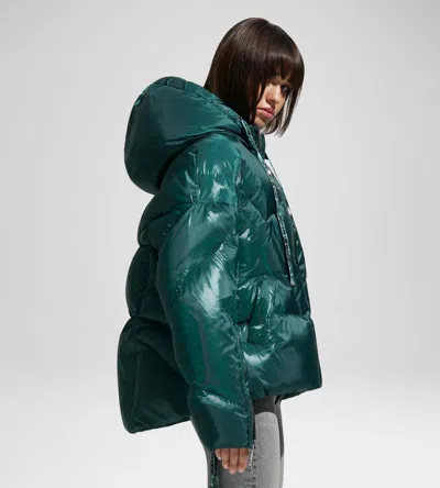Khrisjoy Khris Iconic Shiny Puffer Jacket In Blue