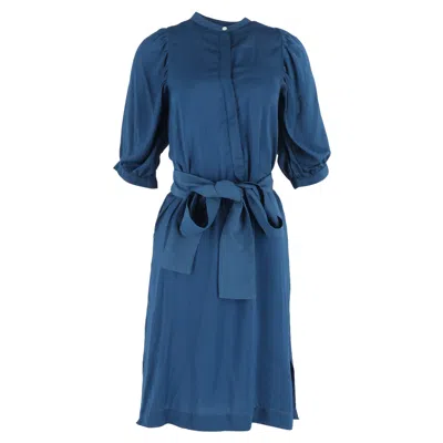 032c Heidi Merrick Chambray Mason Short Dress In Blue Linen In Blue