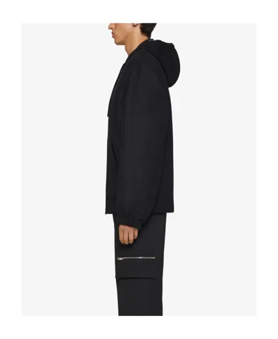 Givenchy Zipped Hoodie In Wool With 4g Detail In Black