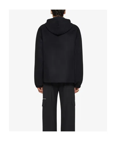 Givenchy Zipped Hoodie In Wool With 4g Detail In Black