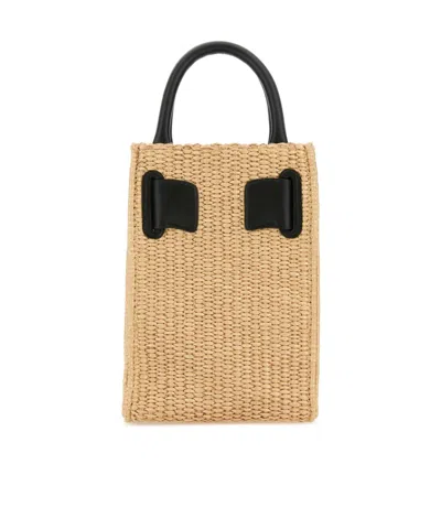 Boyy Raffia Bobby Tourist Epsom Handbag In Nude