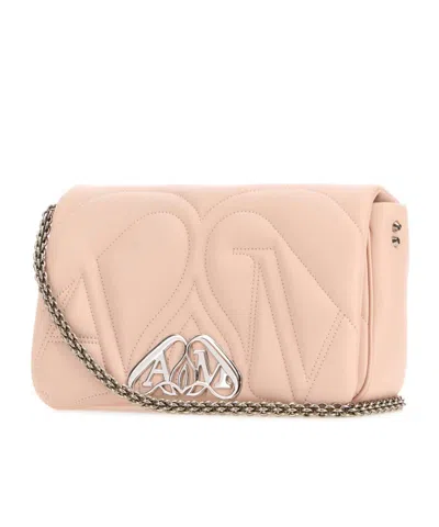 Alexander Mcqueen Pink Leather Small Seal Shoulder Bag In Neutral