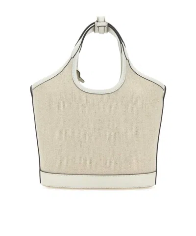 Prada Textured Fabric Shoulder Bag With Top Handle In Neutral