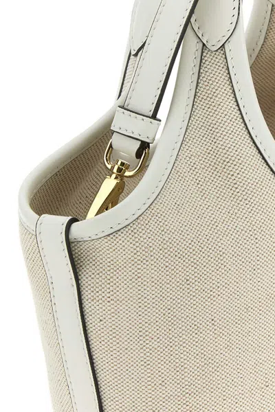 Prada Textured Fabric Shoulder Bag With Top Handle In Neutral