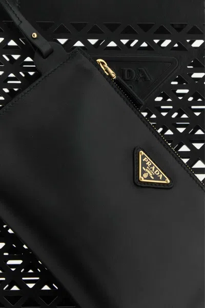 Prada Black Leather Shopping Bag