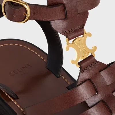 Celine Clea Triomphe Medium Sandals In Brown