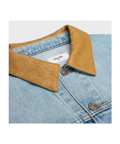 Celine Eclipse Washed Denim Jacket In Blue