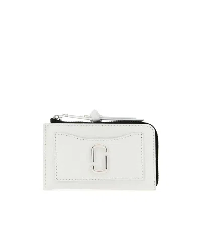 Marc Jacobs White Leather The Utility Top Zip Multi Wallet In White