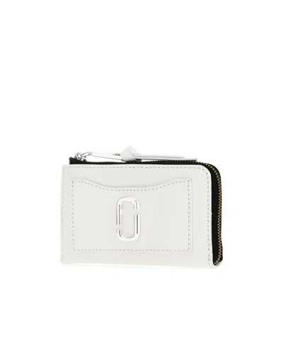 Marc Jacobs White Leather The Utility Top Zip Multi Wallet In White