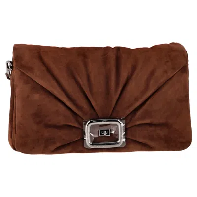 Roger Vivier Viv Choc Large Bag In Brown Suede In Brown