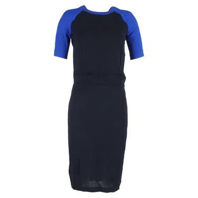 A.l.c A. L.c. Open Back Color-block Midi Dress In Black And Blue Viscose In Black