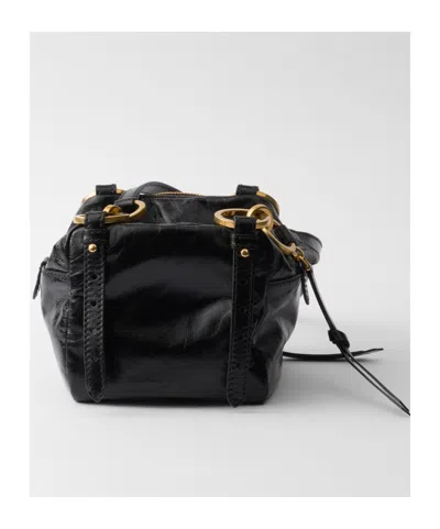 Prada Dangle Leather Top-handle Mini-bag In Black