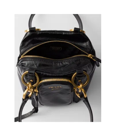 Prada Dangle Leather Top-handle Mini-bag In Black