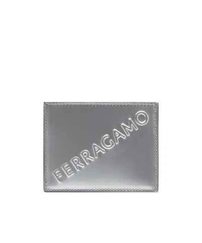 Ferragamo Logo Embossed Cardholder In Gray