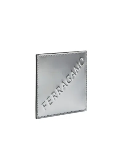 Ferragamo Logo Embossed Cardholder In Gray