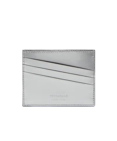 Ferragamo Logo Embossed Cardholder In Gray