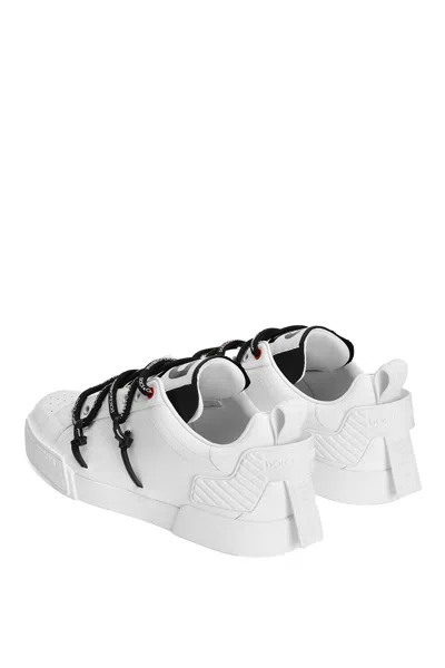 Dolce & Gabbana Portofino Sneaker In Calfskin And White Paint