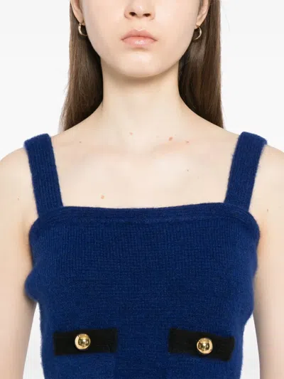 Alessandra Rich Alpaca Blend Knit Bralette Top In Blue