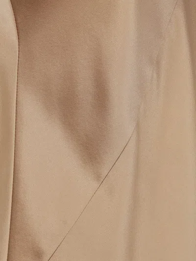 Max Mara Silk Top With Spaghetti Straps And V-neckline In Neutral