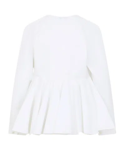 Alaïa Flared Long-sleeved Shirt In White