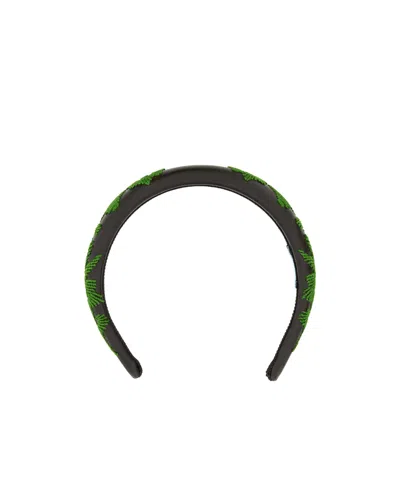Prada Brown Nappa Leather Hairband In Green