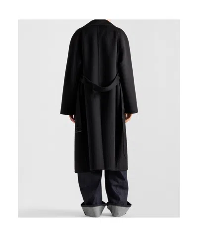 Prada Single-breasted Cashgora Coat In Black