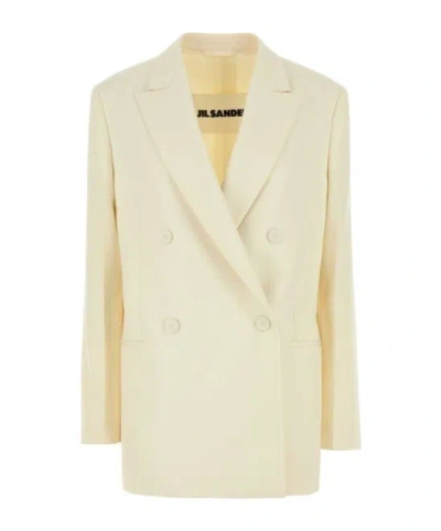 Jil Sander Cream Wool Blazer In Black
